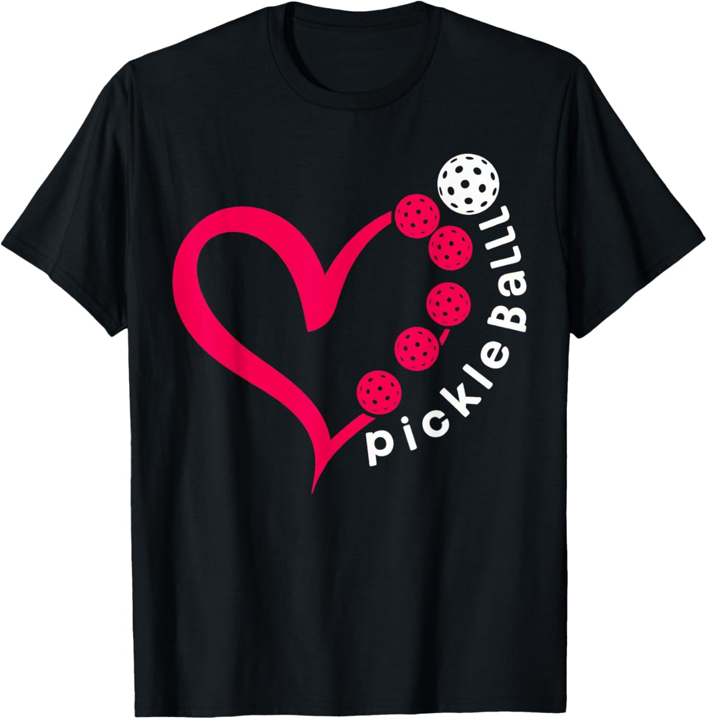 Pickleball Valentine - Heart Pickleball Lovers T-Shirt - T-Shirt | Black