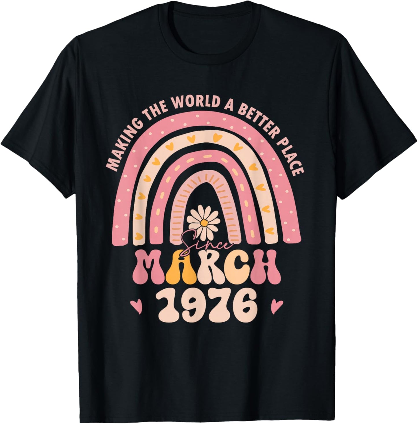 Turning 50 Retro March 1976 50th Birthday for Girl Women T-Shirt - T-Shirt | Black
