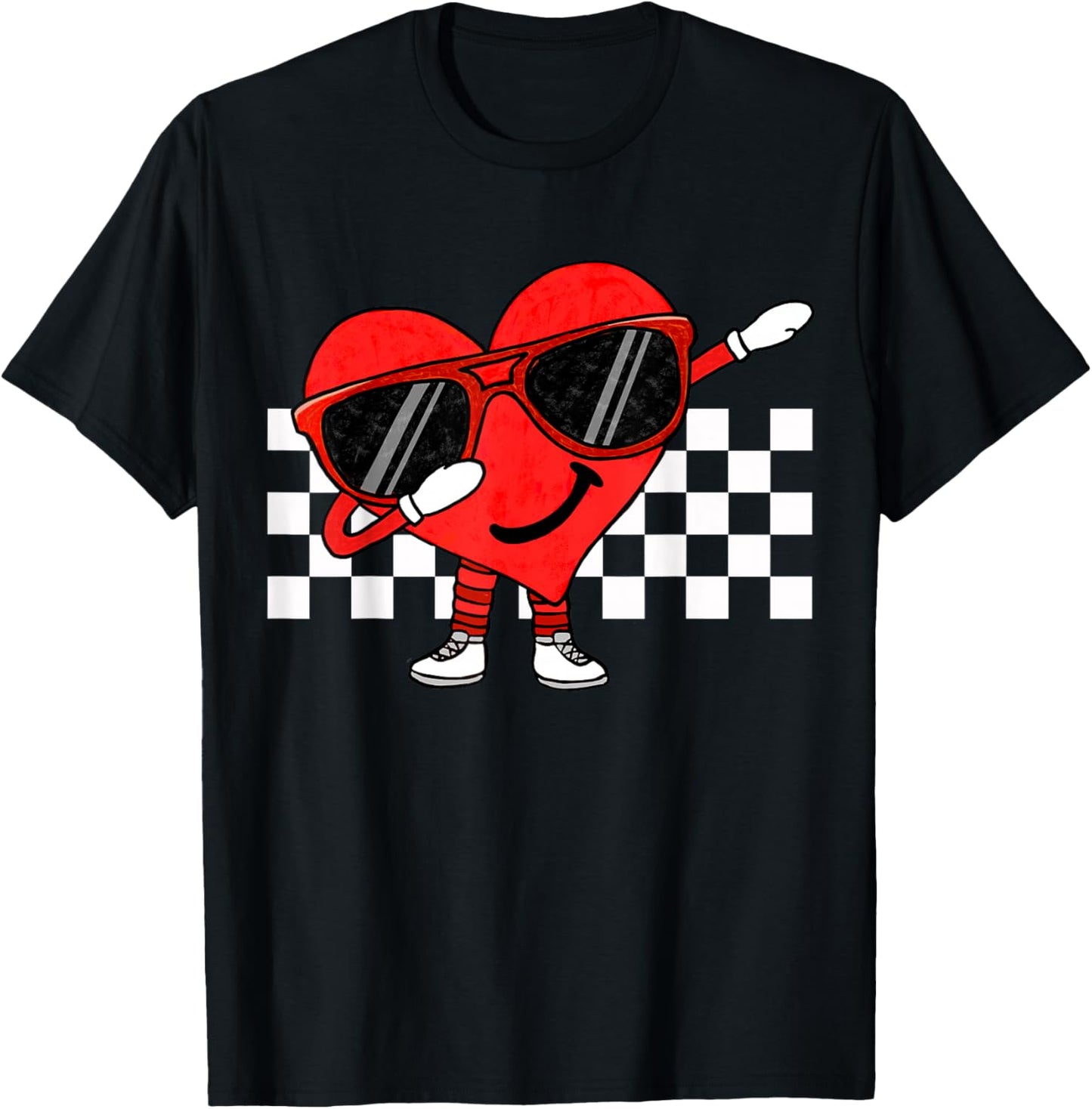 Funny Dabbing Retro Valentines Heart Dab Boys Kids Teens T-Shirt - T-Shirt | Black