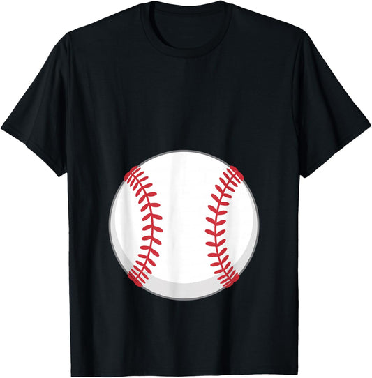 Baseball Baby Bump Pregnancy T-Shirt - T-Shirt | Black