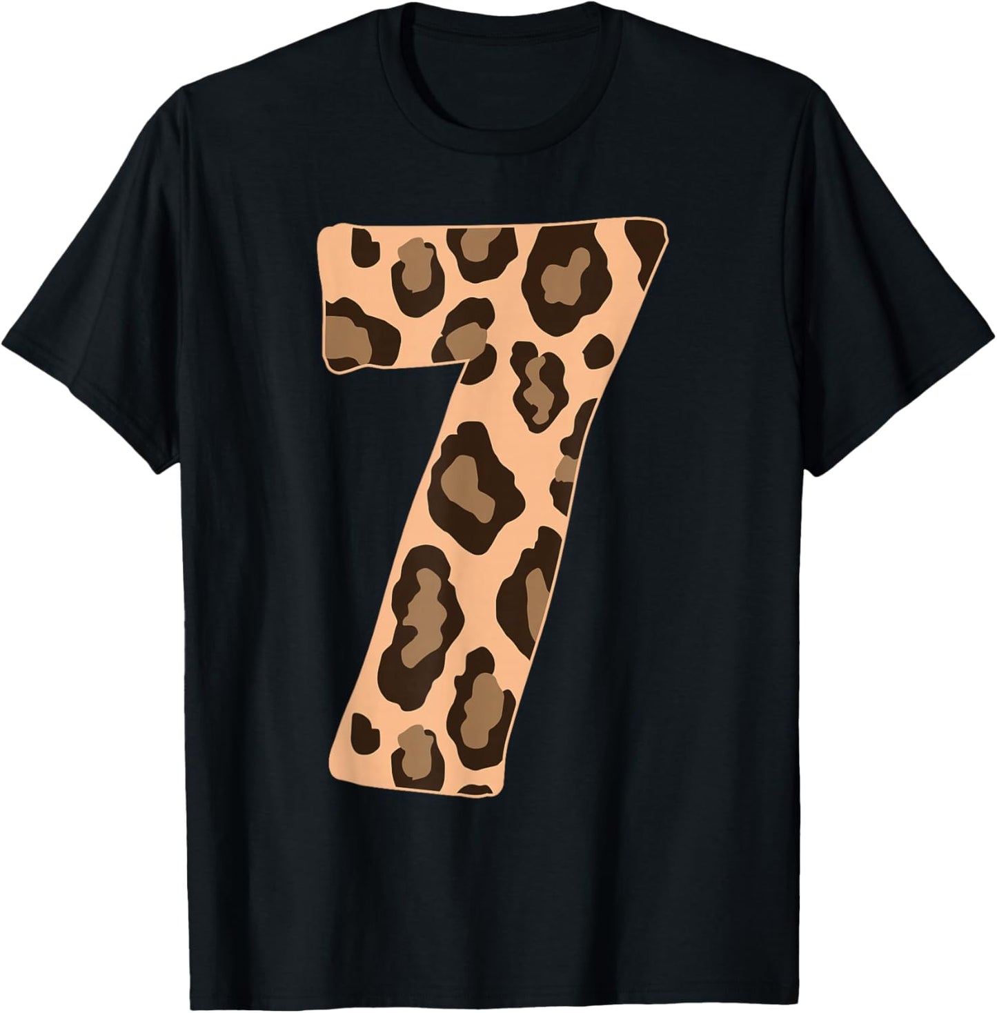 Cheetah Kids 7 Year Old Girl Cheetah Print 7th Birthday T-Shirt - T-Shirt | Black