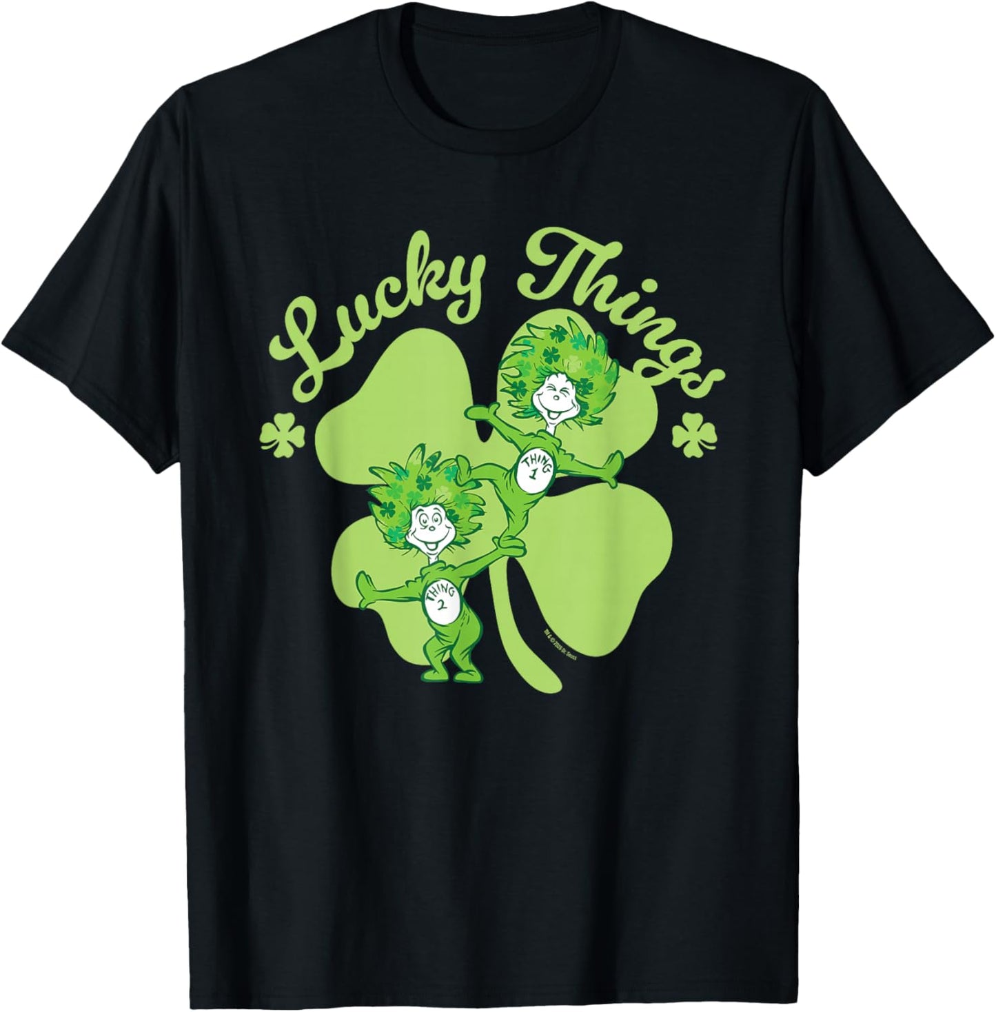 Dr. Seuss Thing 1, Thing 2 Lucky Things Officially Licensed T-Shirt - T-Shirt | Black