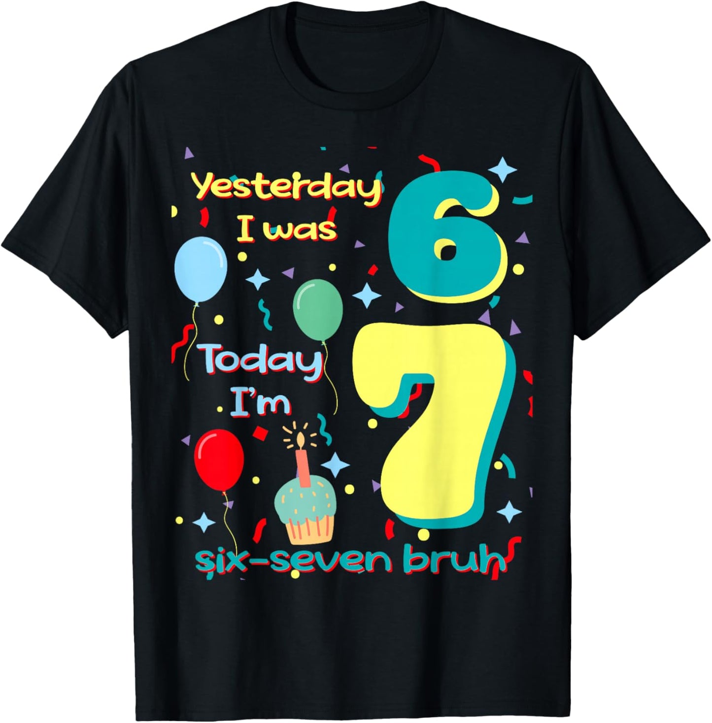 six Seven Meme Birthday T-Shirt - T-Shirt | Black