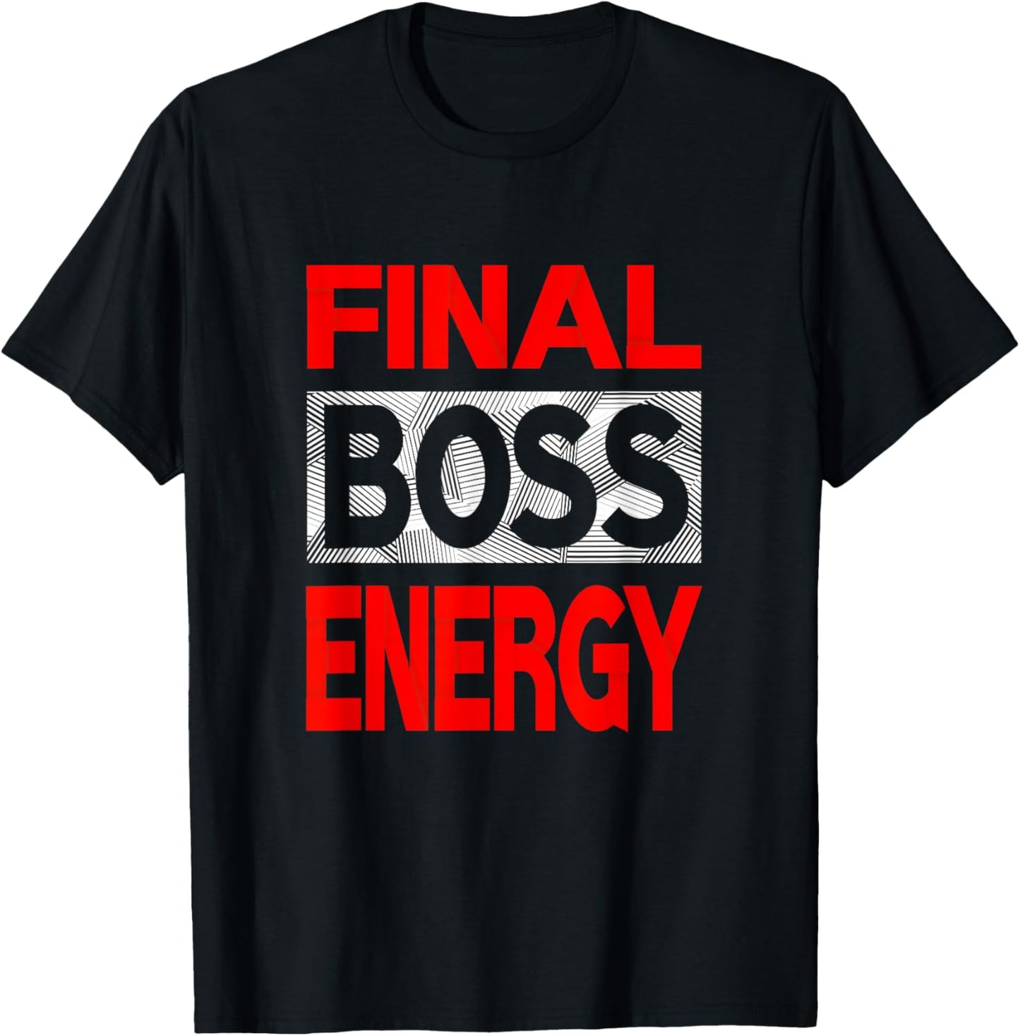 Red Color Final-Boss-Energy Red Graphic T-Shirt - T-Shirt | Black