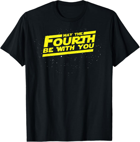 Retro May the Fourth 4th Be with You Space Stars Sci-Fi Nerd T-Shirt - T-Shirt | Black