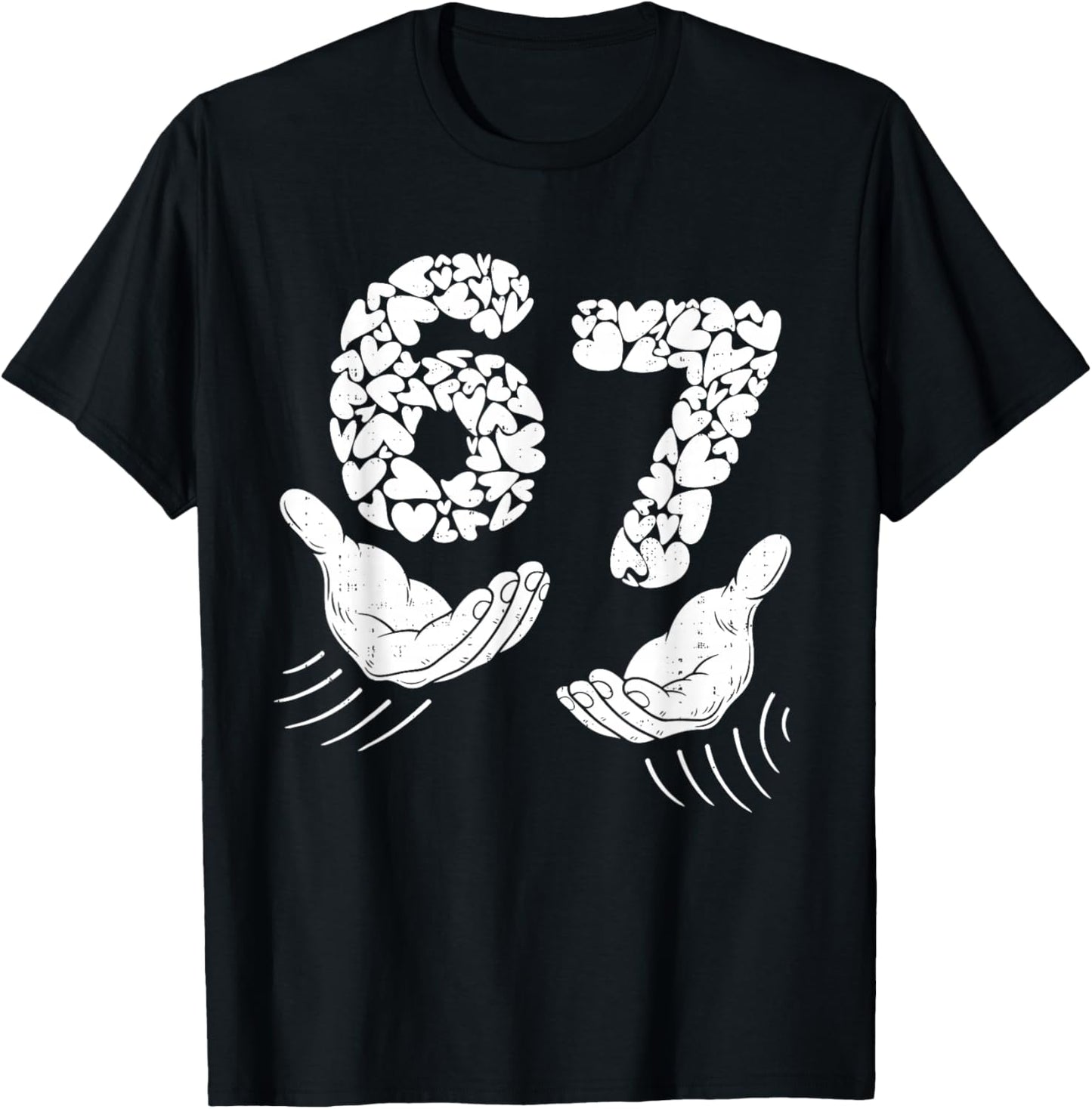 Valentines Day Six Seven 6 7 Meme Hand Heart 67 Men Boy Kids T-Shirt - T-Shirt | Black