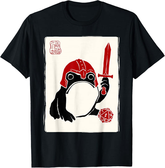 NAT 1 Grumpy Japanese Frog Fighter Funny DND T-Shirt - T-Shirt | Black