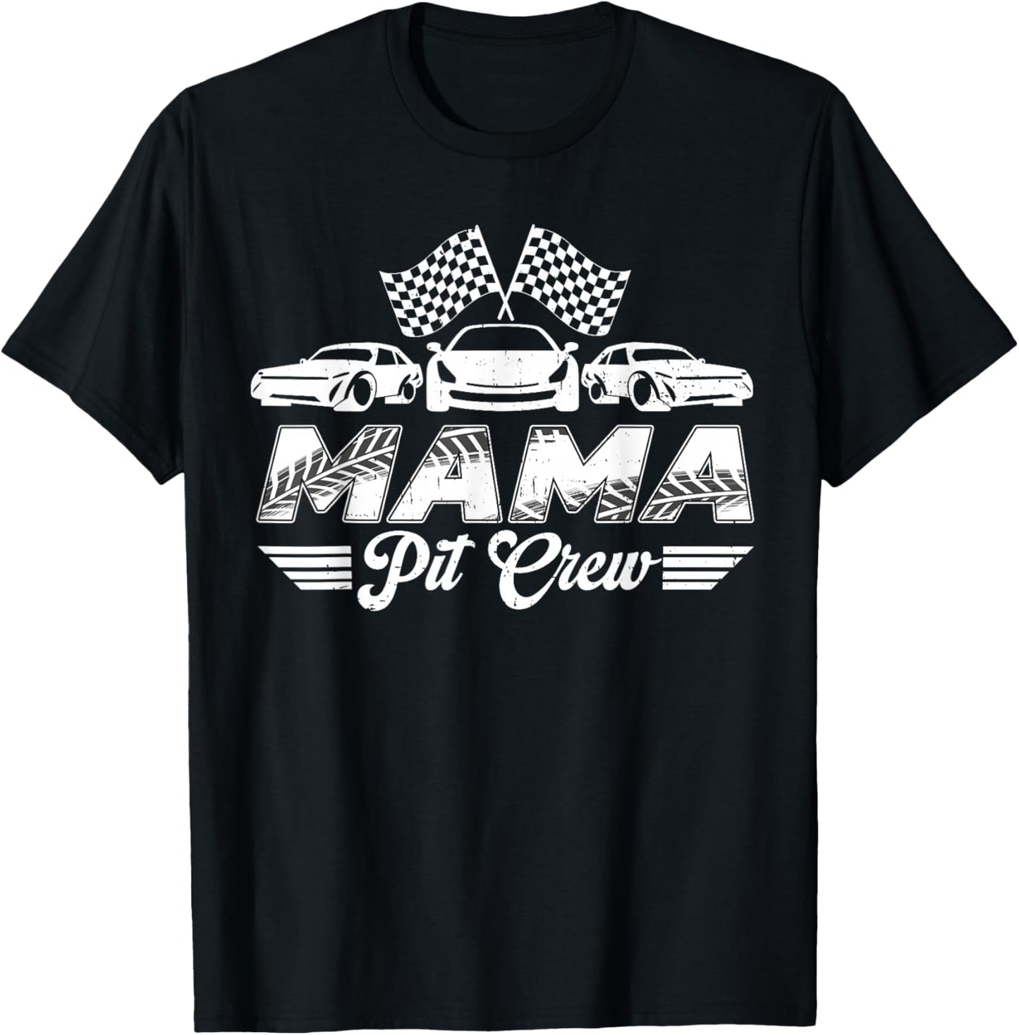 Mama Pit Crew Birthday Party Race Car Lover T-Shirt - T-Shirt | Black