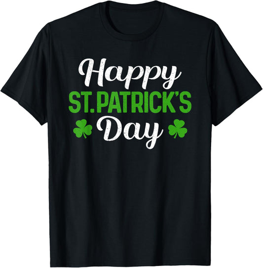Happy St Patricks Day Shamrock Saint Paddys Pattys Men Women T-Shirt - T-Shirt | Black