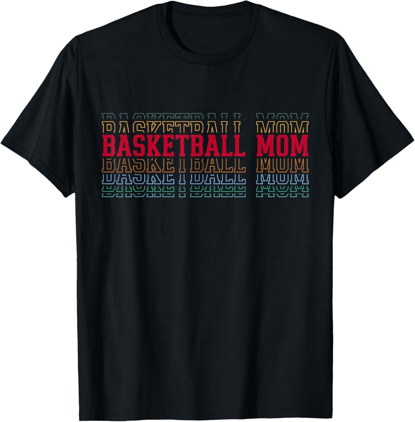 Basketball Mom Fun Layered Text Mother Mama Coach T-Shirt - T-Shirt | Black