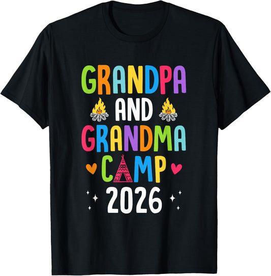 Grandparents Camp 2026 Cousins Summer Camping Vacation T-Shirt - T-Shirt | Black
