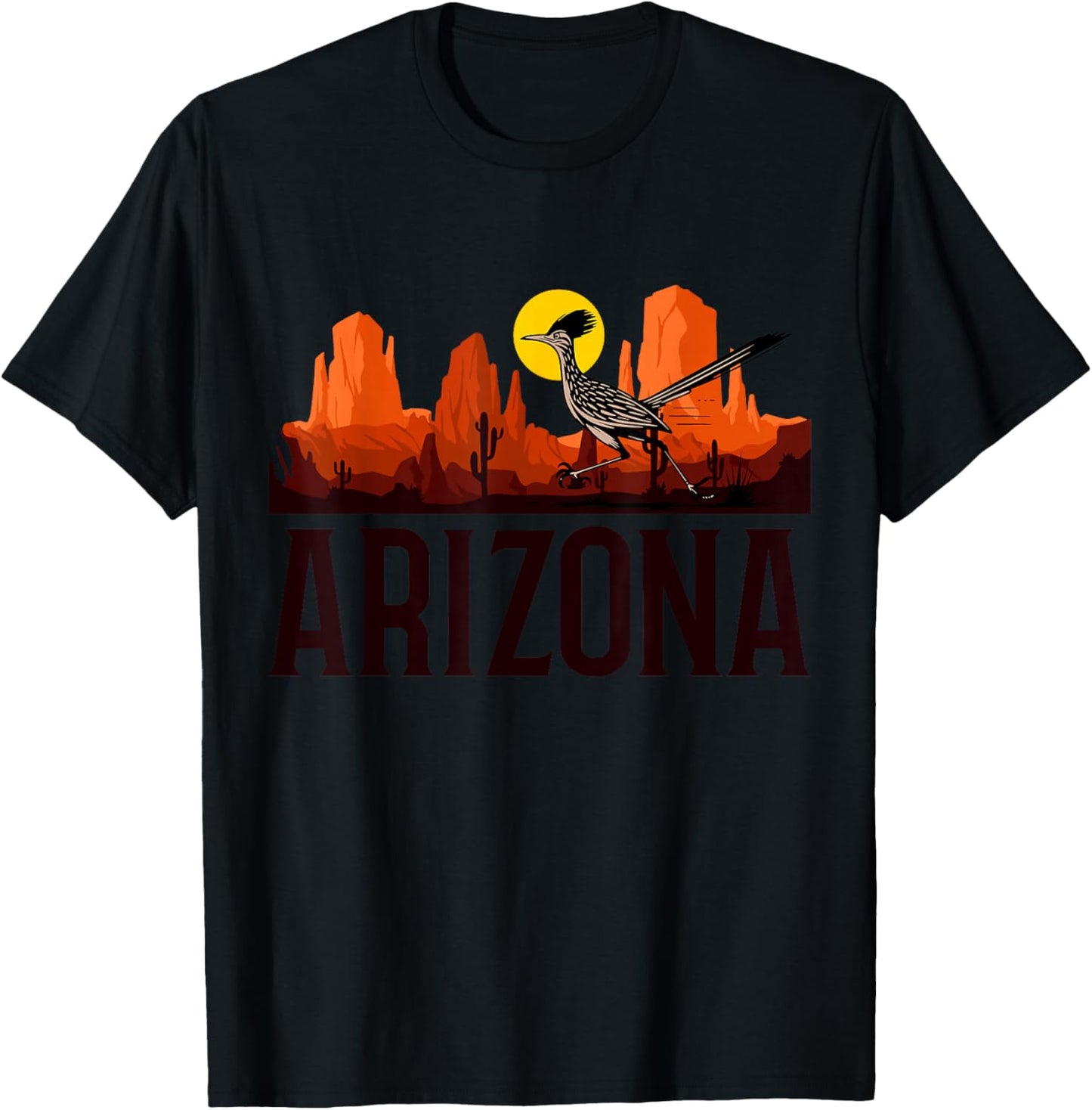 Arizona Roadrunner Bird Desert Vibes AZ Pride T-Shirt - T-Shirt | Black