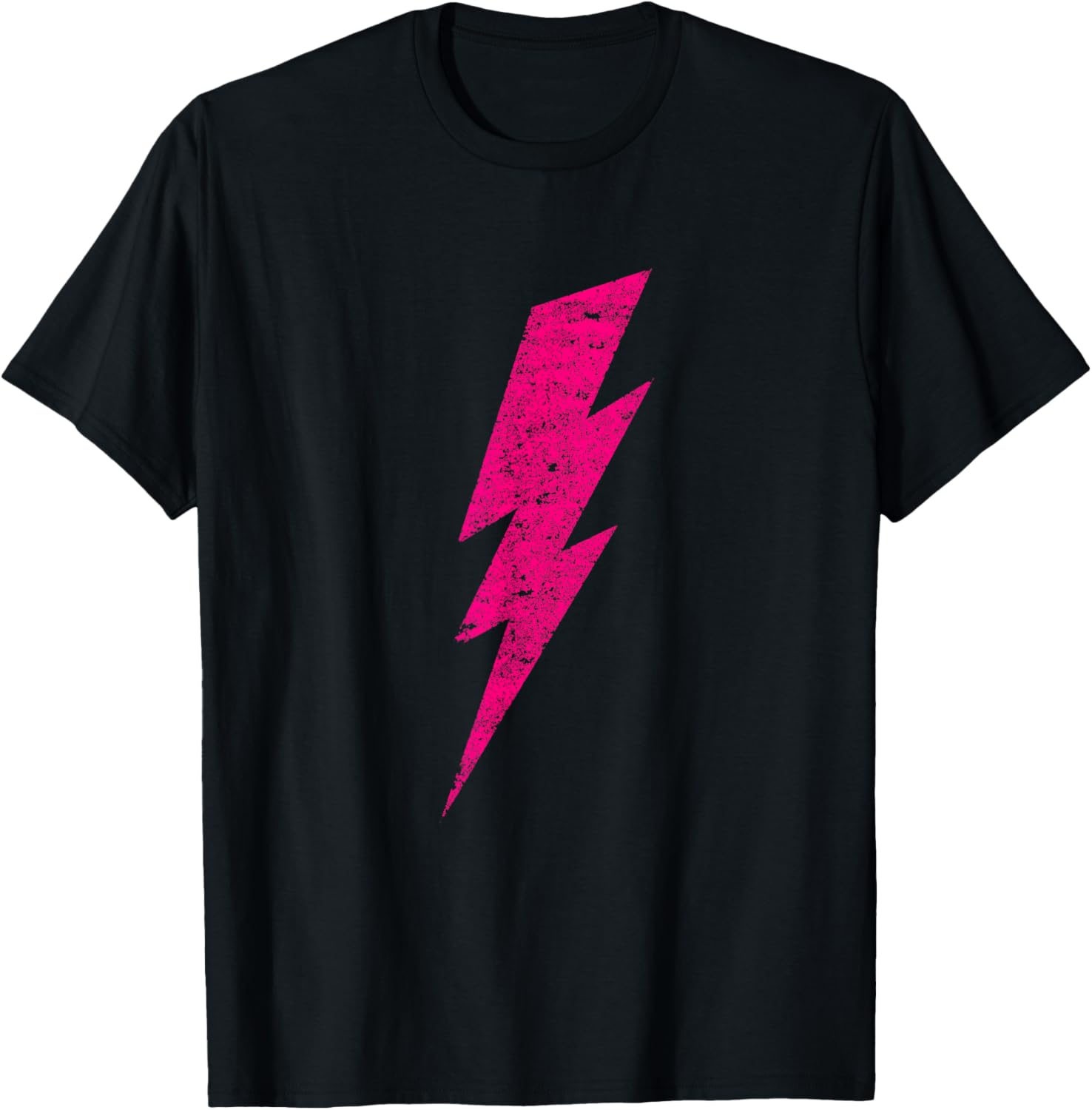 Hot Pink Lightning Bolt – Retro Bold Energy Art Design T-Shirt - T-Shirt | Black