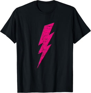 Hot Pink Lightning Bolt – Retro Bold Energy Art Design T-Shirt - T-Shirt | Black