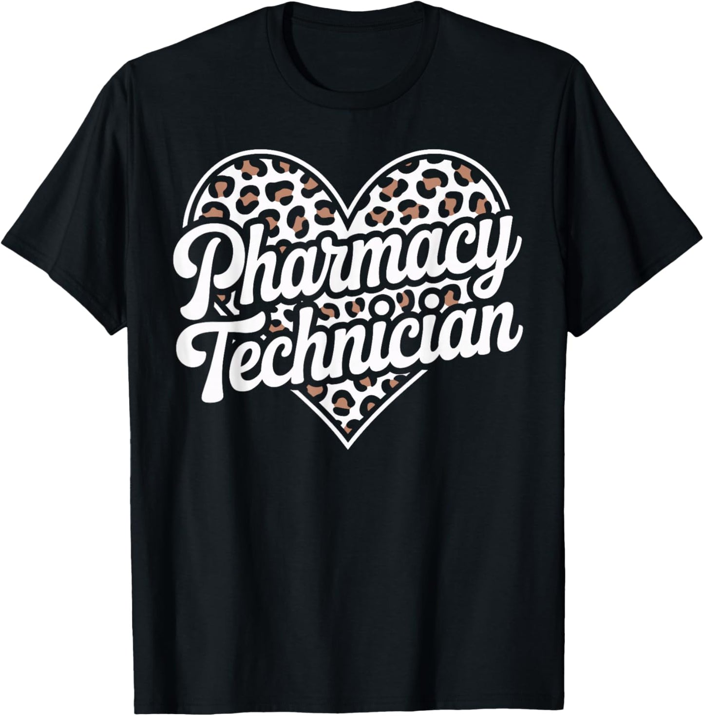 Certified Pharmacy Technician Leopard Heart T-Shirt - T-Shirt | Black