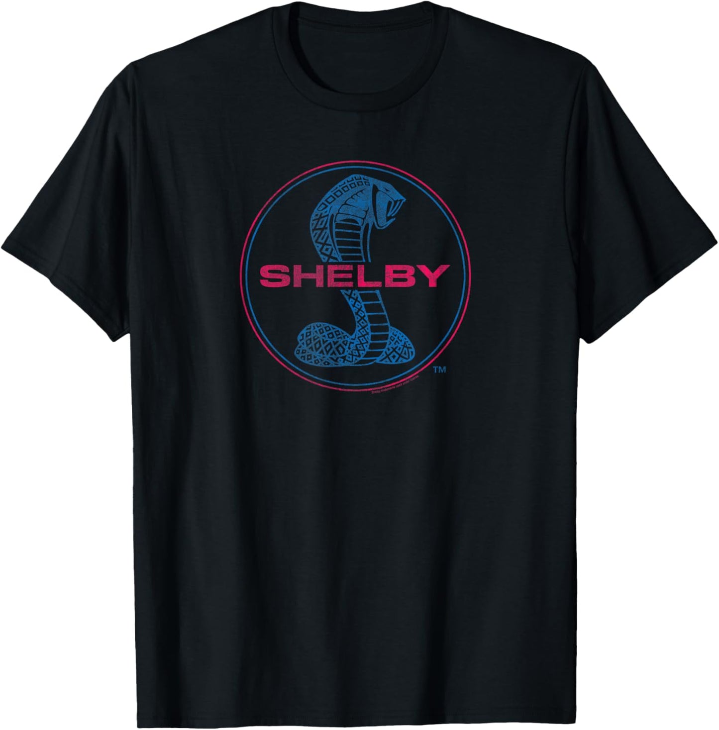 Shelby Distressed Shelby Cobra Round Logo Retro Sports Car T-Shirt - T-Shirt | Black