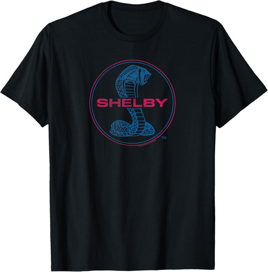 Shelby Distressed Shelby Cobra Round Logo Retro Sports Car T-Shirt - T-Shirt | Black