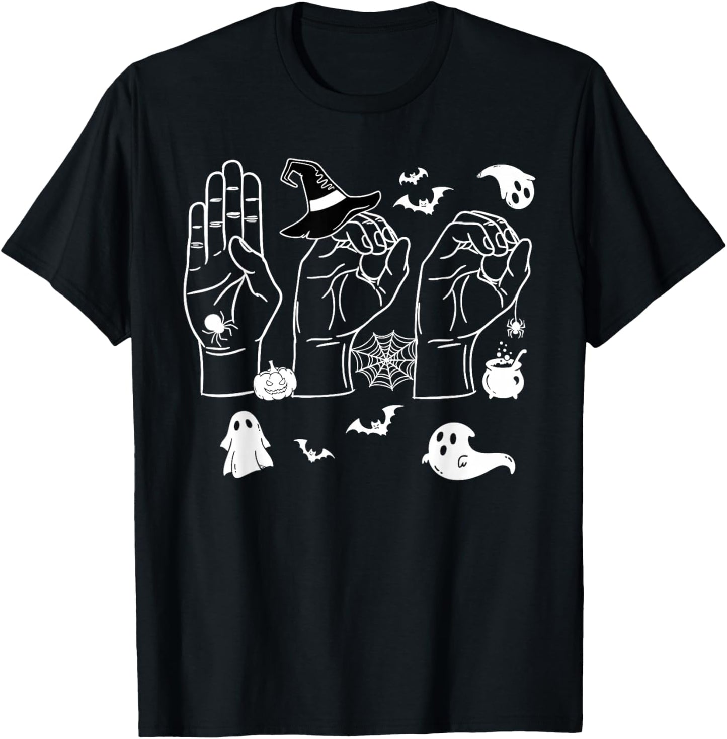 Halloween SPED Teacher Boo in ASL Boo Hands Sign Language T-Shirt - T-Shirt | Black