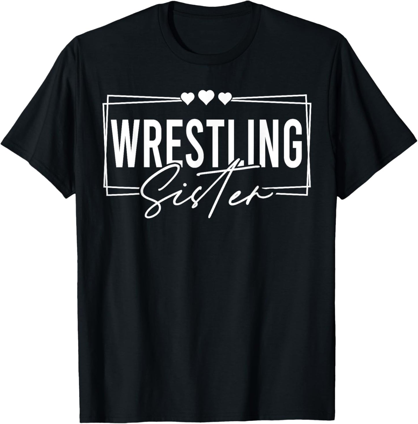 Wrestling Sister Heart Women Funny T-Shirt - T-Shirt | Black