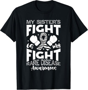 Rare Disease Awareness Sister Brother Zebra Ribbon T-Shirt - T-Shirt | Black
