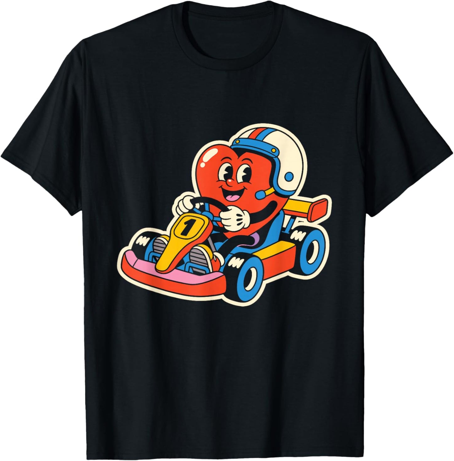 Heart Go Kart Valentines Day Boys Kids T-Shirt - T-Shirt | Black