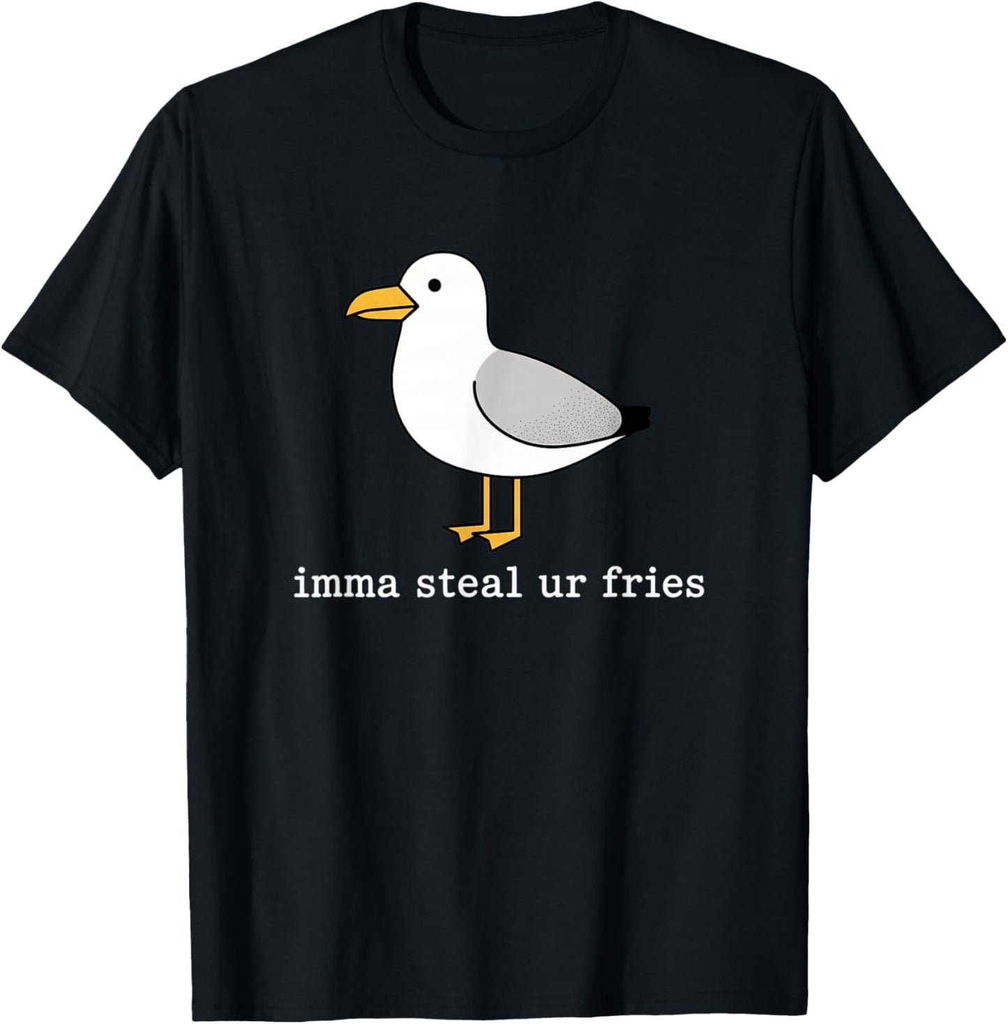 Imma Steal Ur Fries Seagull Bird Funny Beach Vibes T-Shirt - T-Shirt | Black