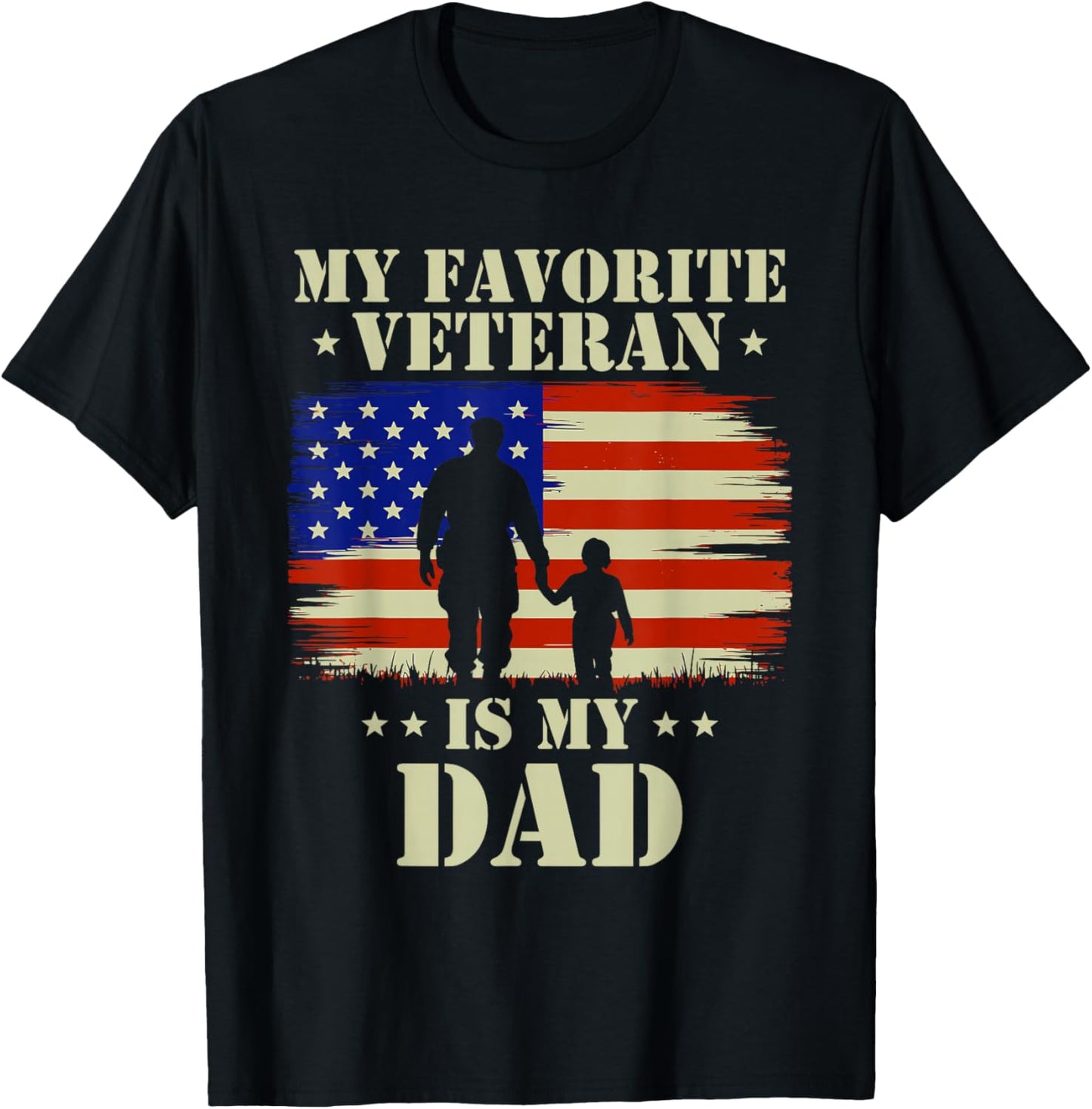 Father Veterans Day My Favorite Veteran is My Dad Proud Kids T-Shirt - T-Shirt | Black
