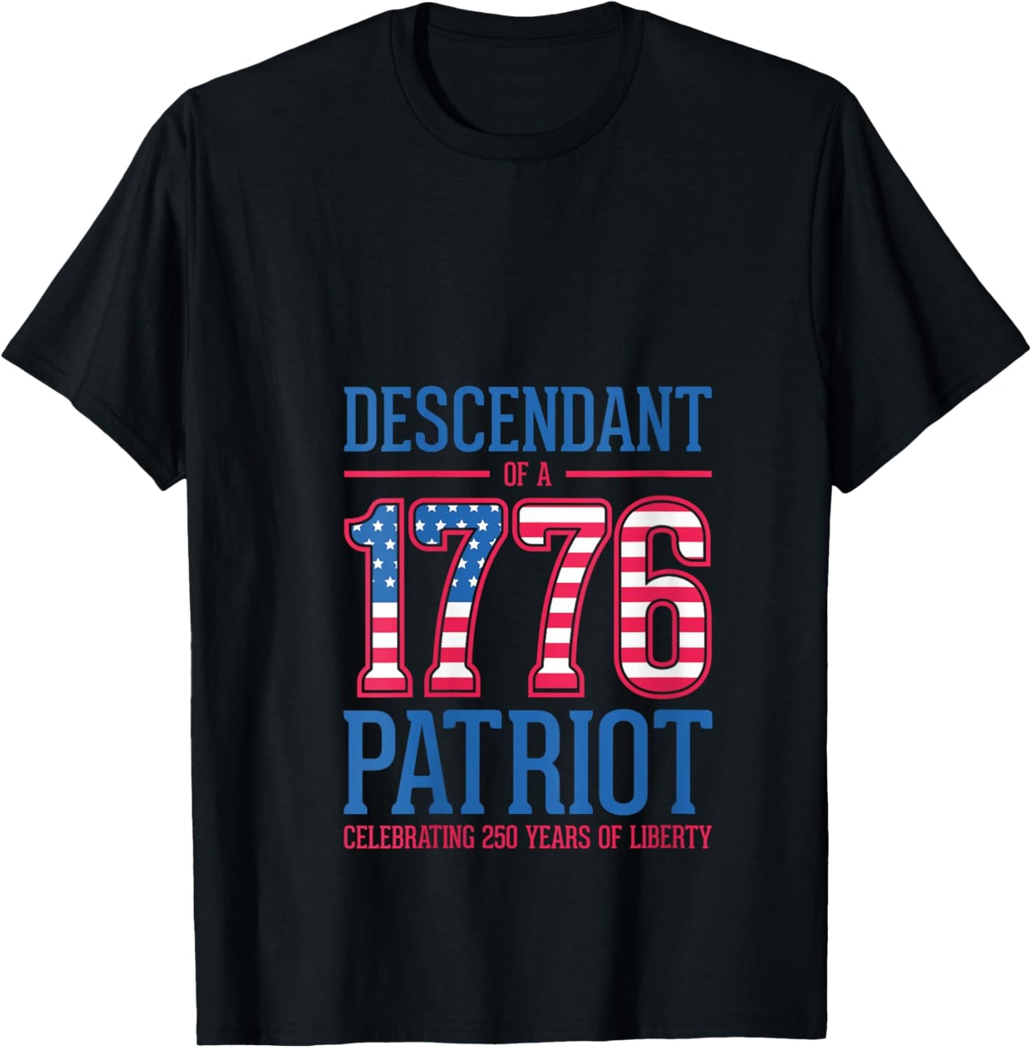 Women's Descendant of A Patriot, American Flag, 4th of July V-Neck T-Shirt - T-Shirt | Black