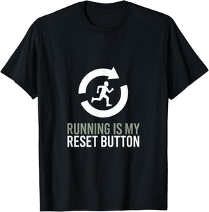 Running Is My Reset Button Runner Motivation Quote T-Shirt - T-Shirt | Black