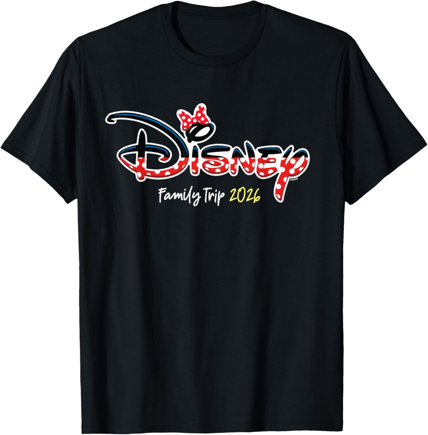 Disney Minnie Mouse Script Logo Family Trip 2026 Vacation T-Shirt - T-Shirt | Black