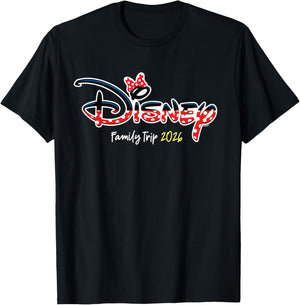 Disney Minnie Mouse Script Logo Family Trip 2026 Vacation T-Shirt - T-Shirt | Black