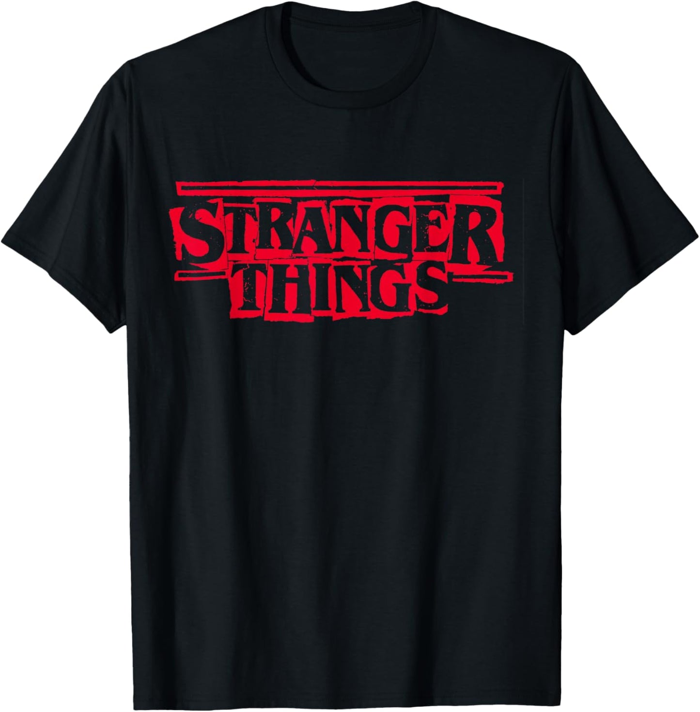 Stranger Things Season 5 Red & Black Stencils Retro Logo T-Shirt - T-Shirt | Black