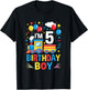 Five 5Yr 5Th Kids Boys Girls Train Birthday Boy 5 Years Old T-Shirt - T-Shirt | Black