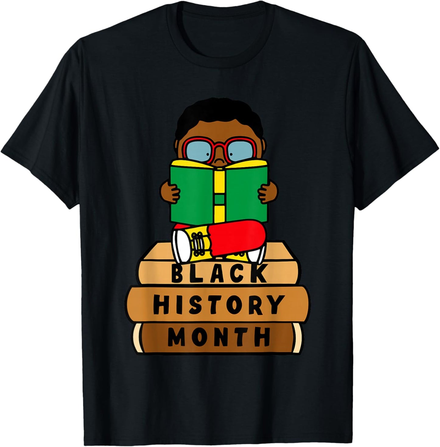 Black Boy Kid Reading Book Black History Month Bookworm T-Shirt - T-Shirt | Black