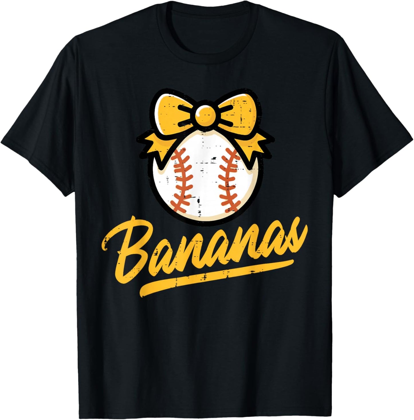Banana Coquette Bow Cute Girls Kids Women T-Shirt - T-Shirt | Black