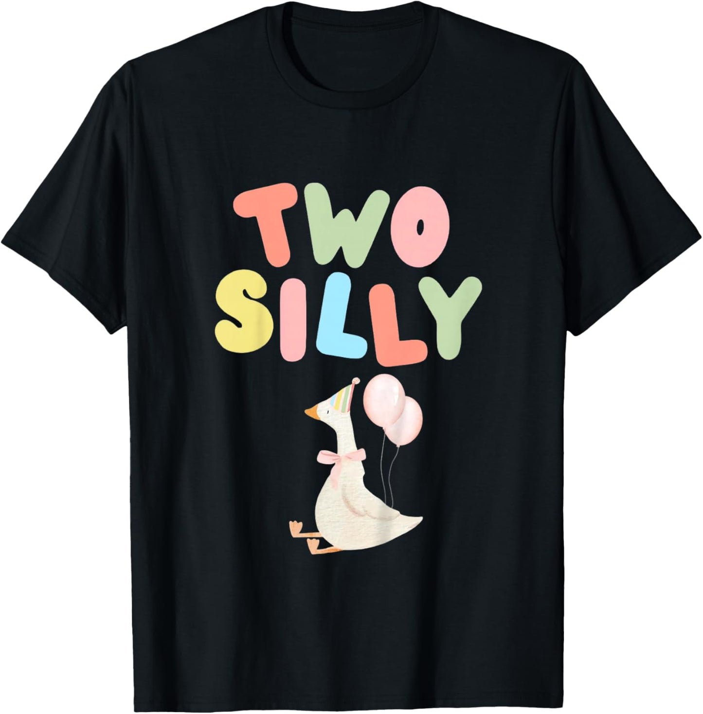 Two Silly 2nd Birthday Goose 2 Year Old Girl Second Bday T-Shirt - T-Shirt | Black