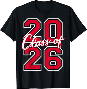 Class of 2026 Graduation Red with White Varsity Letters T-Shirt - T-Shirt | Black