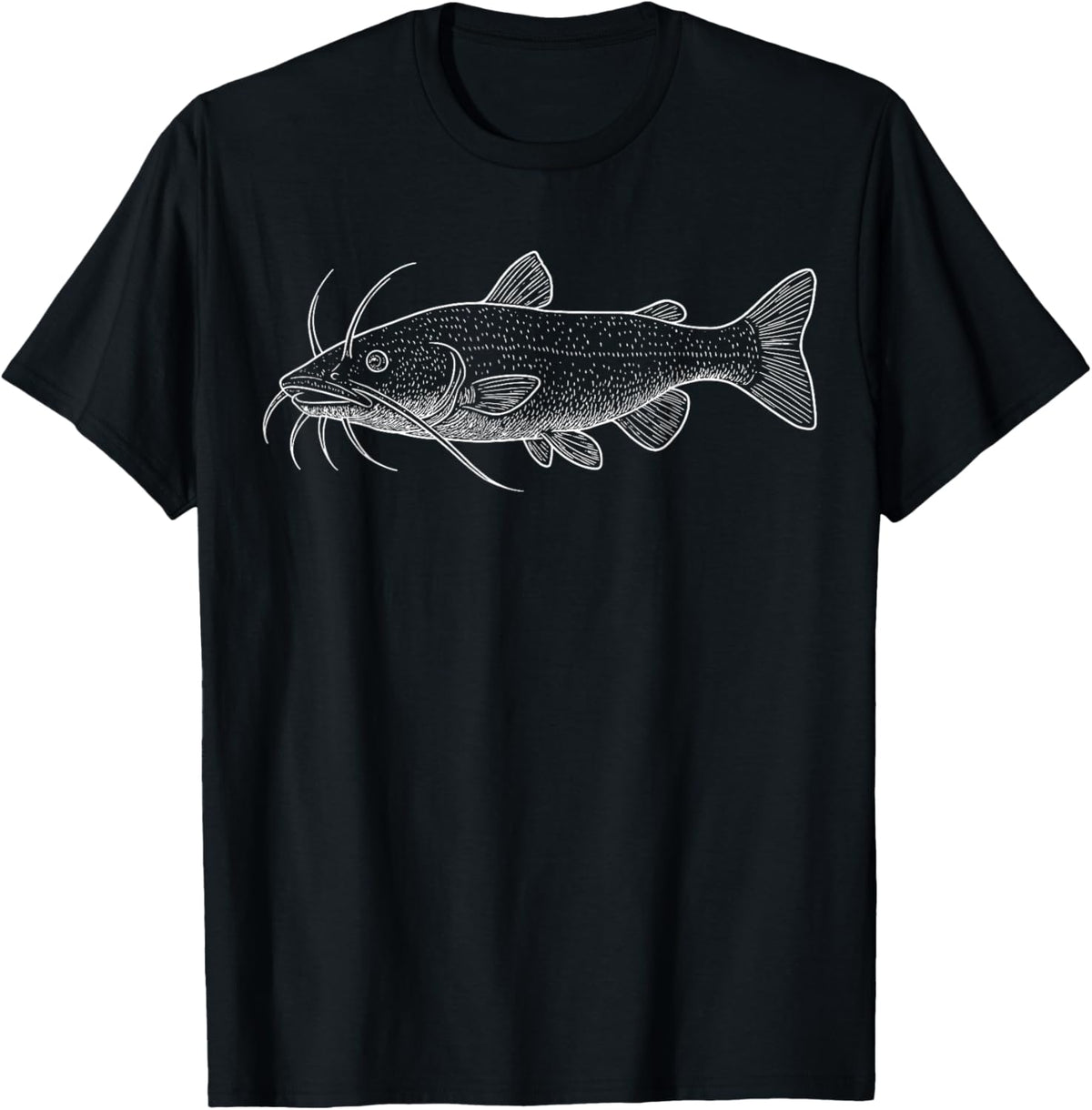 Catfish Illustration Fishing Fisher T-Shirt - T-Shirt | Black