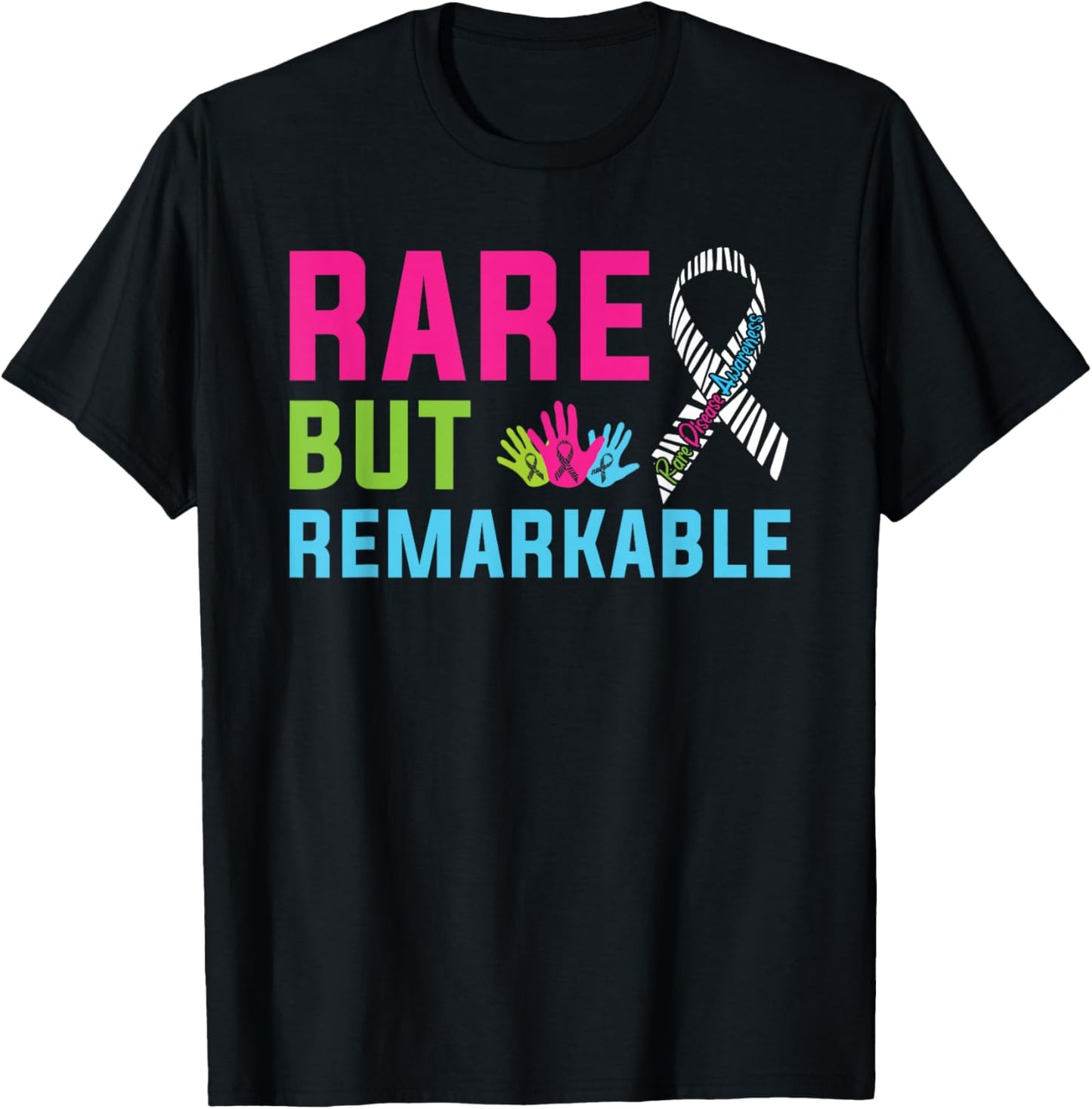 Rare Disease Awareness Day 2026 Rare Remarkable Zebra Ribbon T-Shirt - T-Shirt | Black