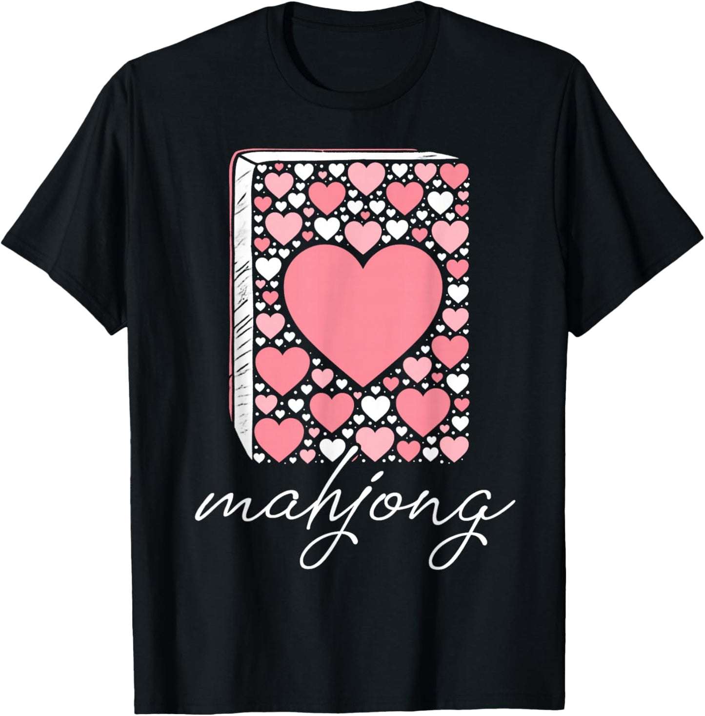 Mahjong Heart Love Mah-Jong Lover Valentine T-Shirt - T-Shirt | Black