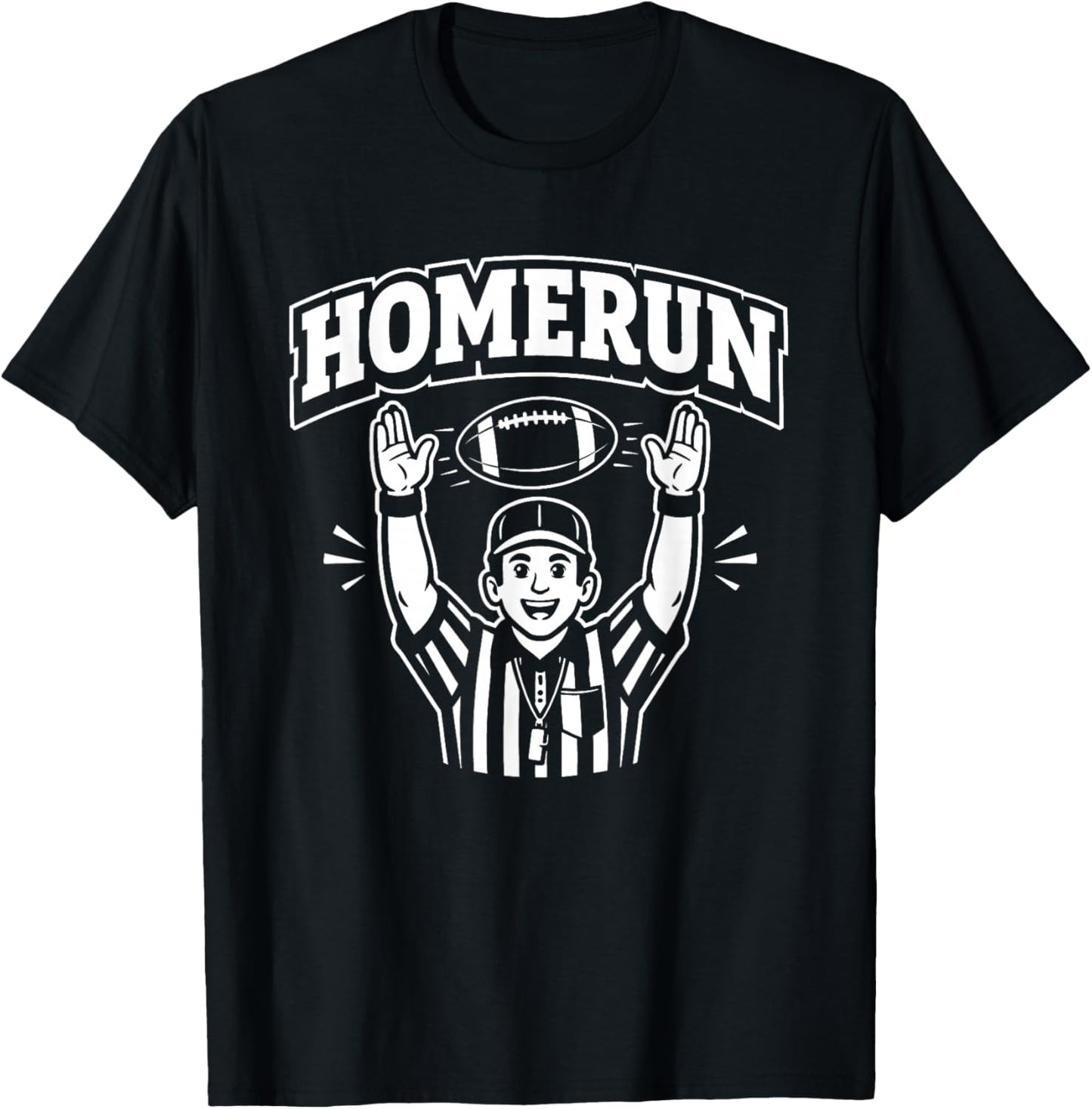 Funny Football Referee Touchdown Baseball Homerun Design T-Shirt - T-Shirt | Black