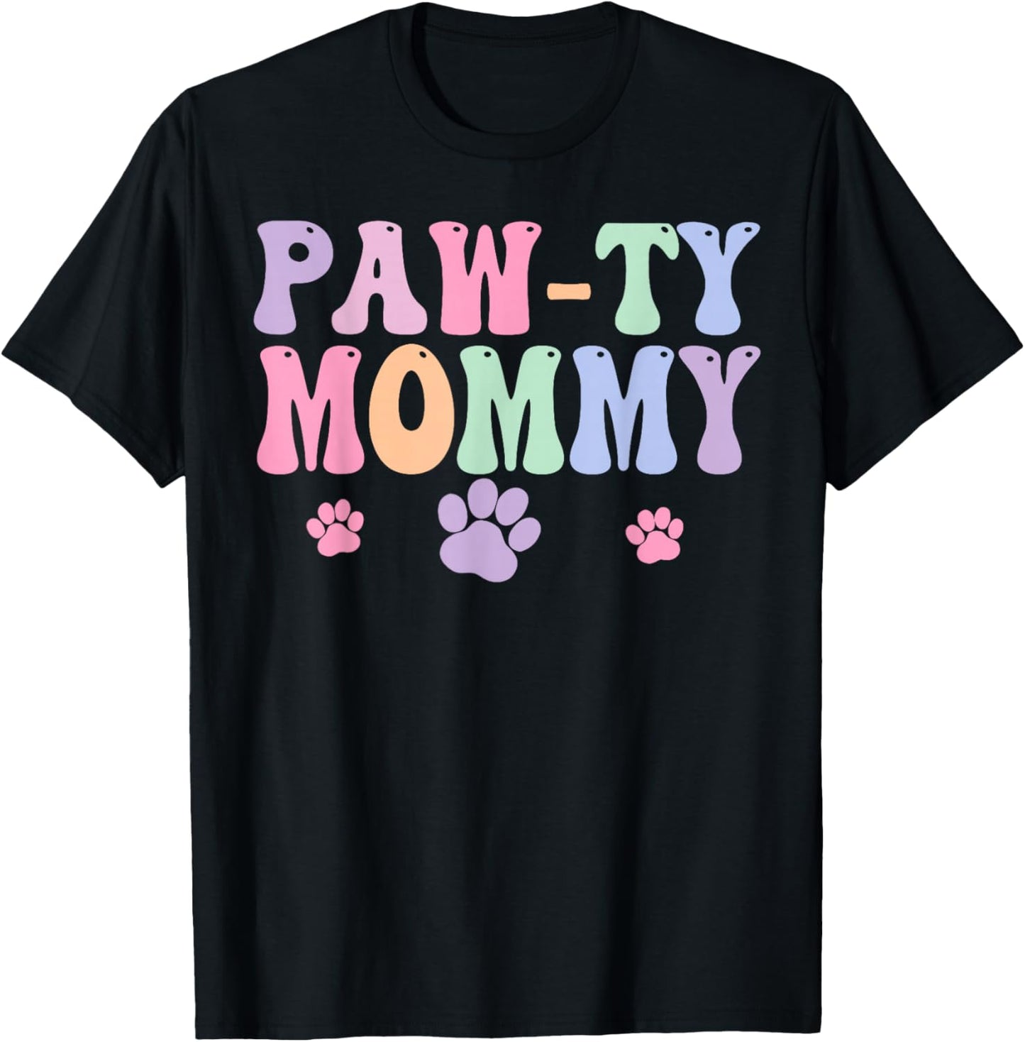 Let's Pawty Girl Mommy Puppy Dog Party Birthday Girl Family T-Shirt - T-Shirt | Black