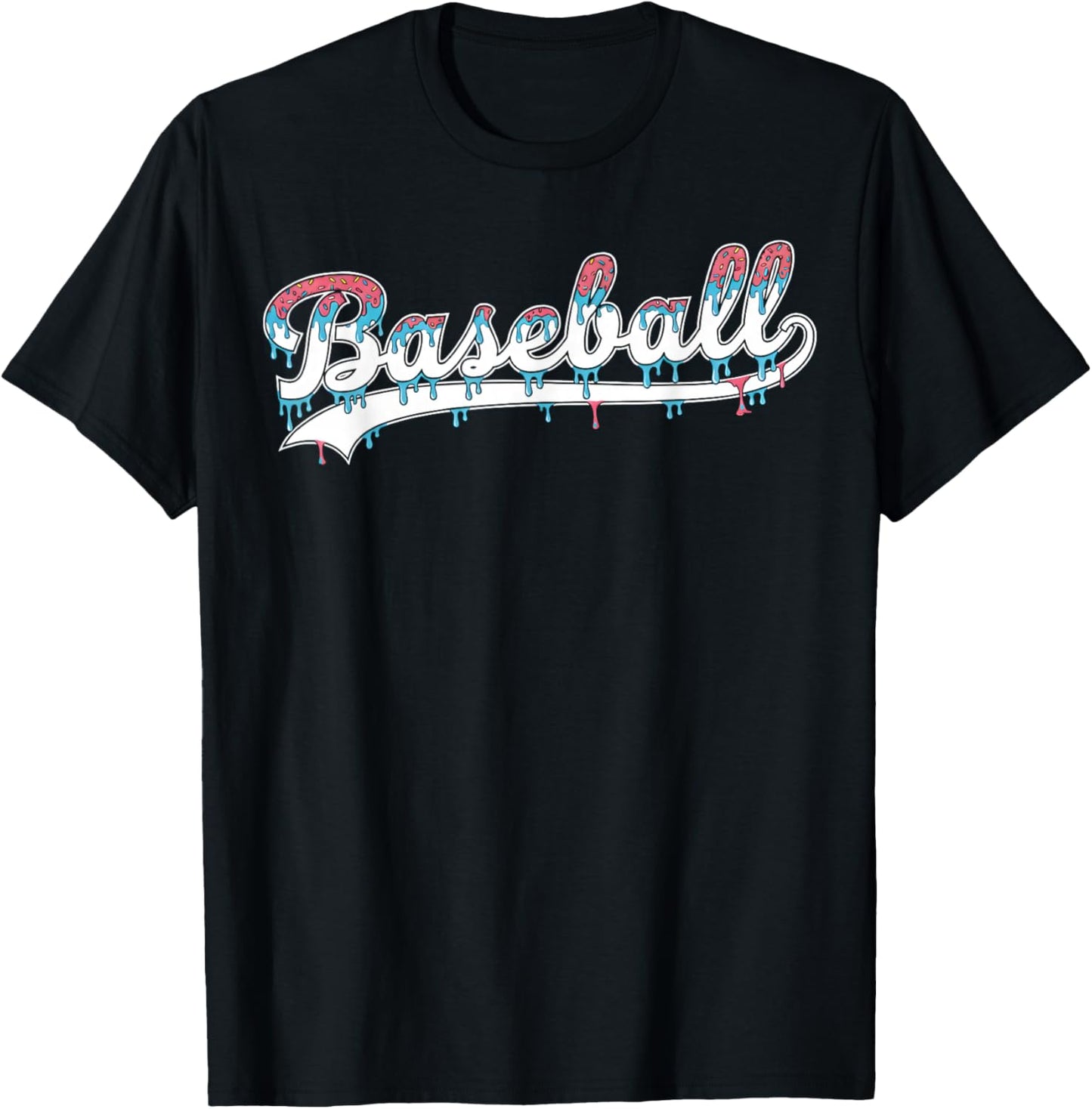 Baseball Ice Cream Drip Boys and Girls Batter Game Day T-Shirt - T-Shirt | Black