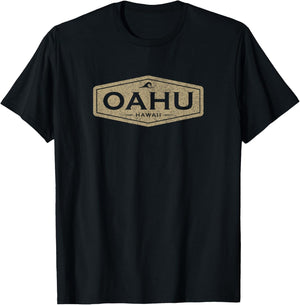 Oahu Hawaii Souvenir Vacation Vintage Waves T-Shirt - T-Shirt | Black