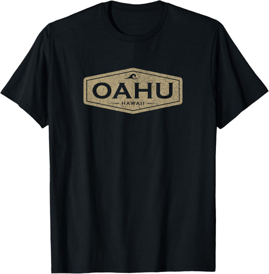Oahu Hawaii Souvenir Vacation Vintage Waves T-Shirt - T-Shirt | Black