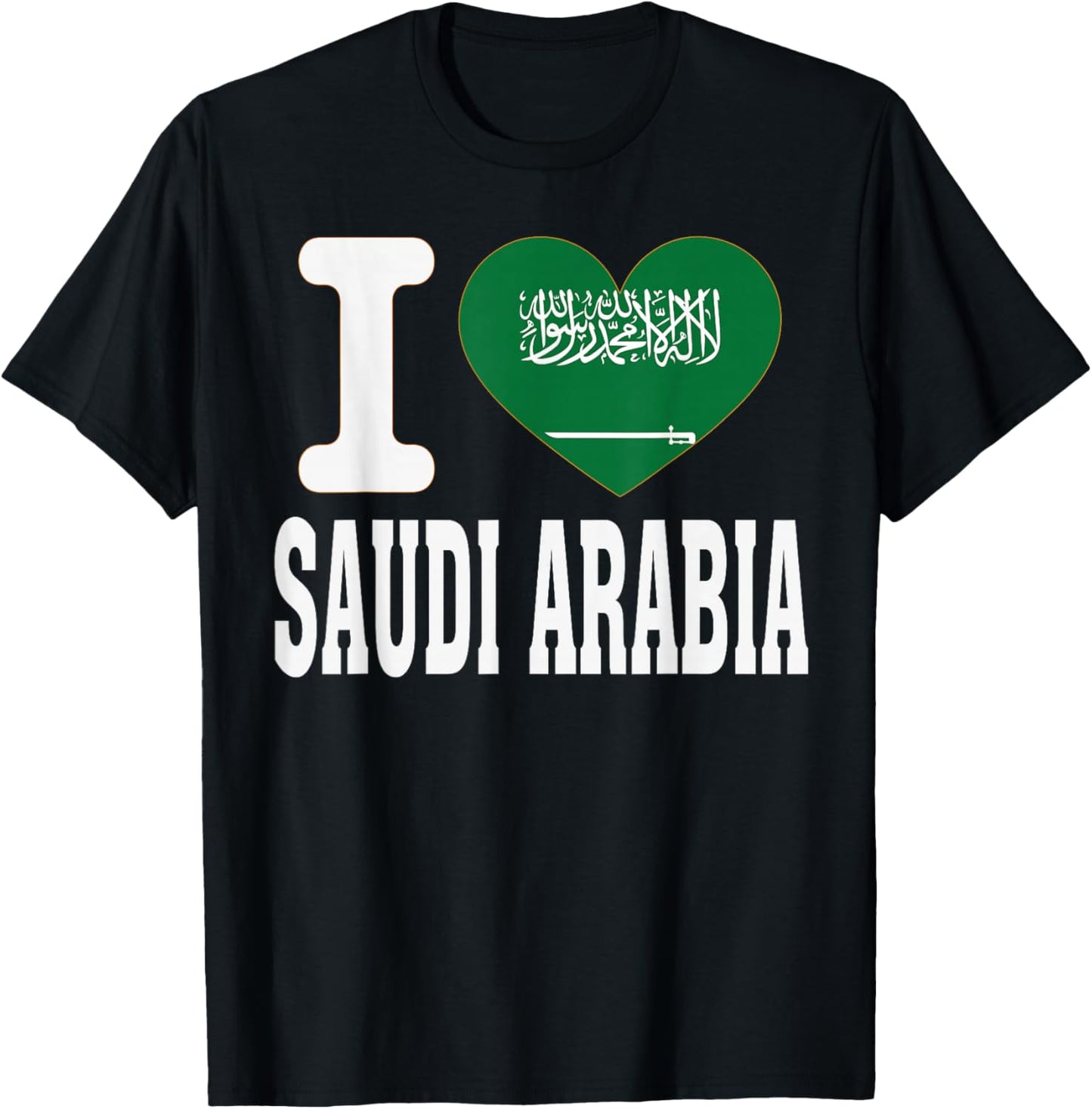 I Love Saudi Arabia Heart Souvenir Lovers Pride Travel T-Shirt - T-Shirt | Black