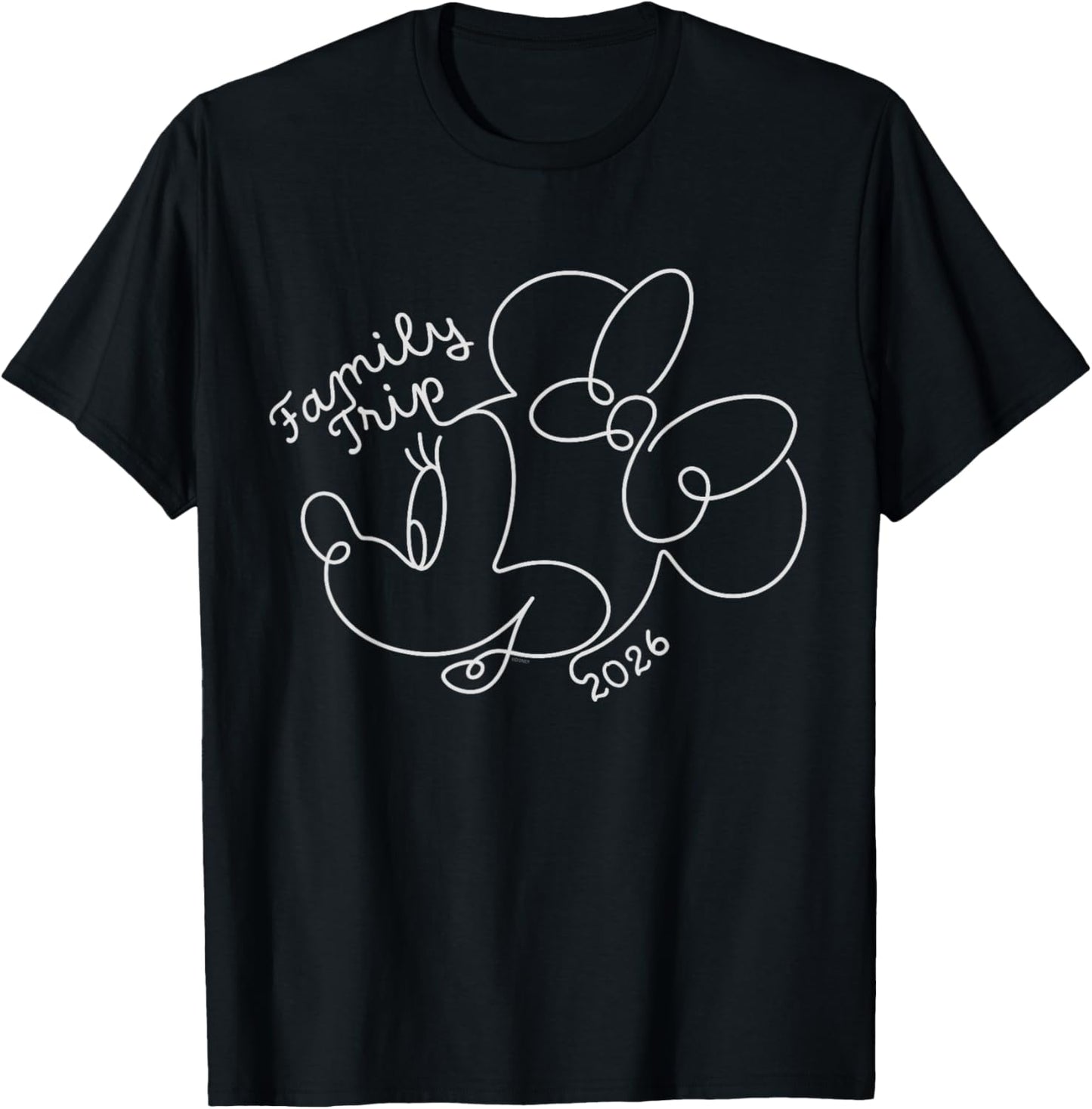 Disney Minnie Mouse Line Drawing Family Trip Vacation 2026 T-Shirt - T-Shirt | Black