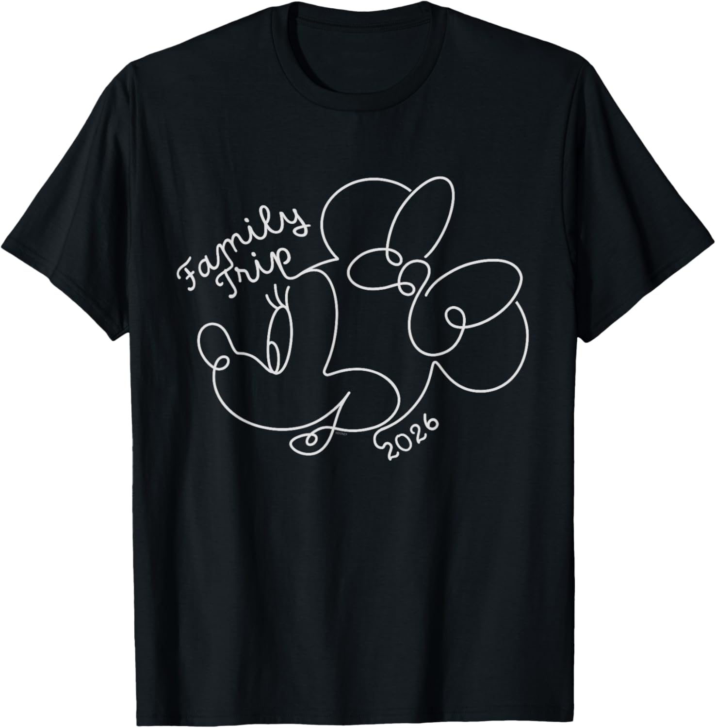 Disney Minnie Mouse Line Drawing Family Trip Vacation 2026 T-Shirt - T-Shirt | Black