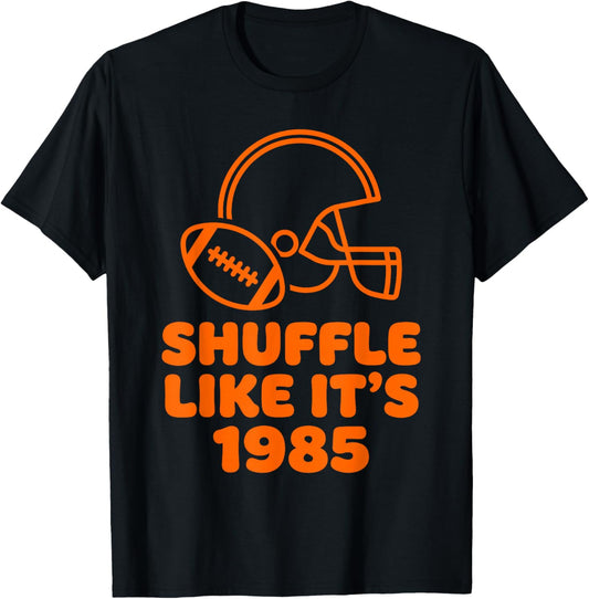 Shuffle Like It's 1985 Retro Football Helmet Fan Design T-Shirt - T-Shirt | Black