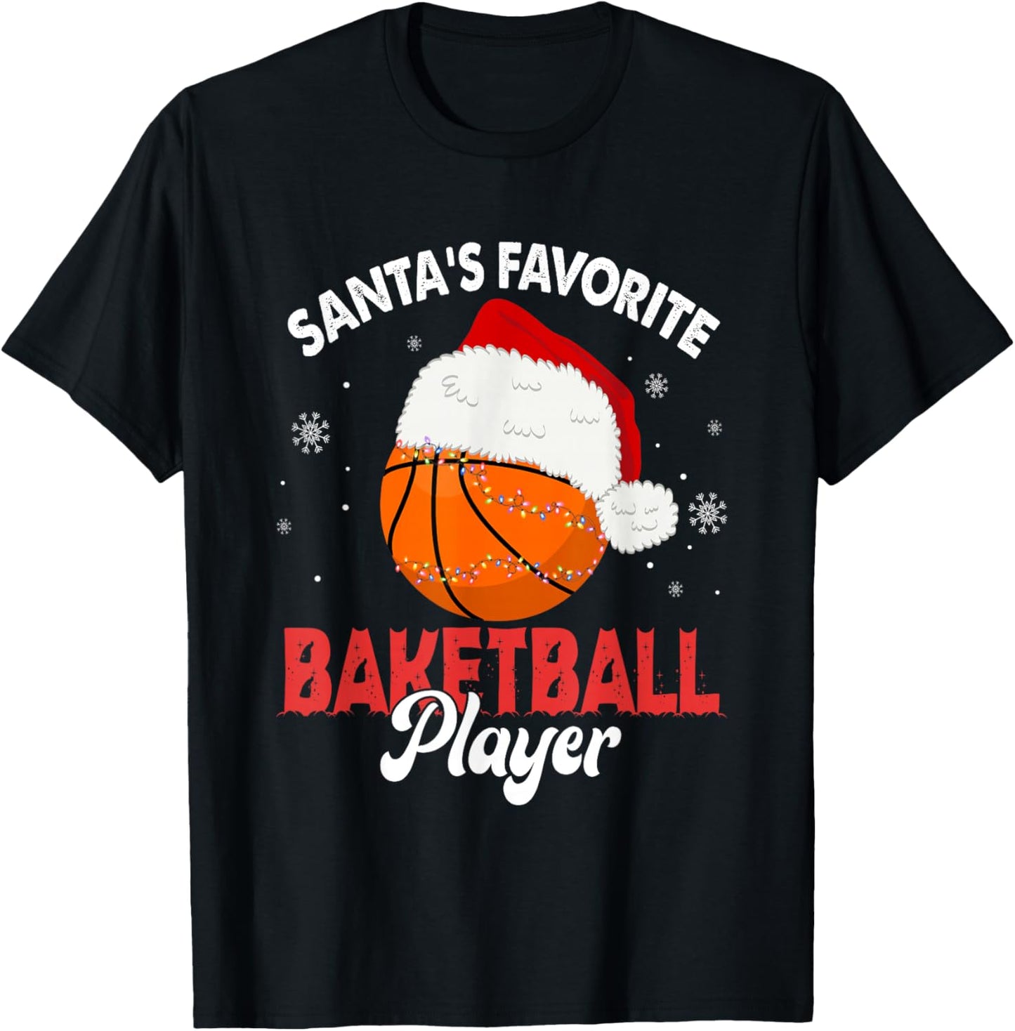 Santa's Favorite Basketball Player Christmas Pajamas Men T-Shirt - T-Shirt | Black